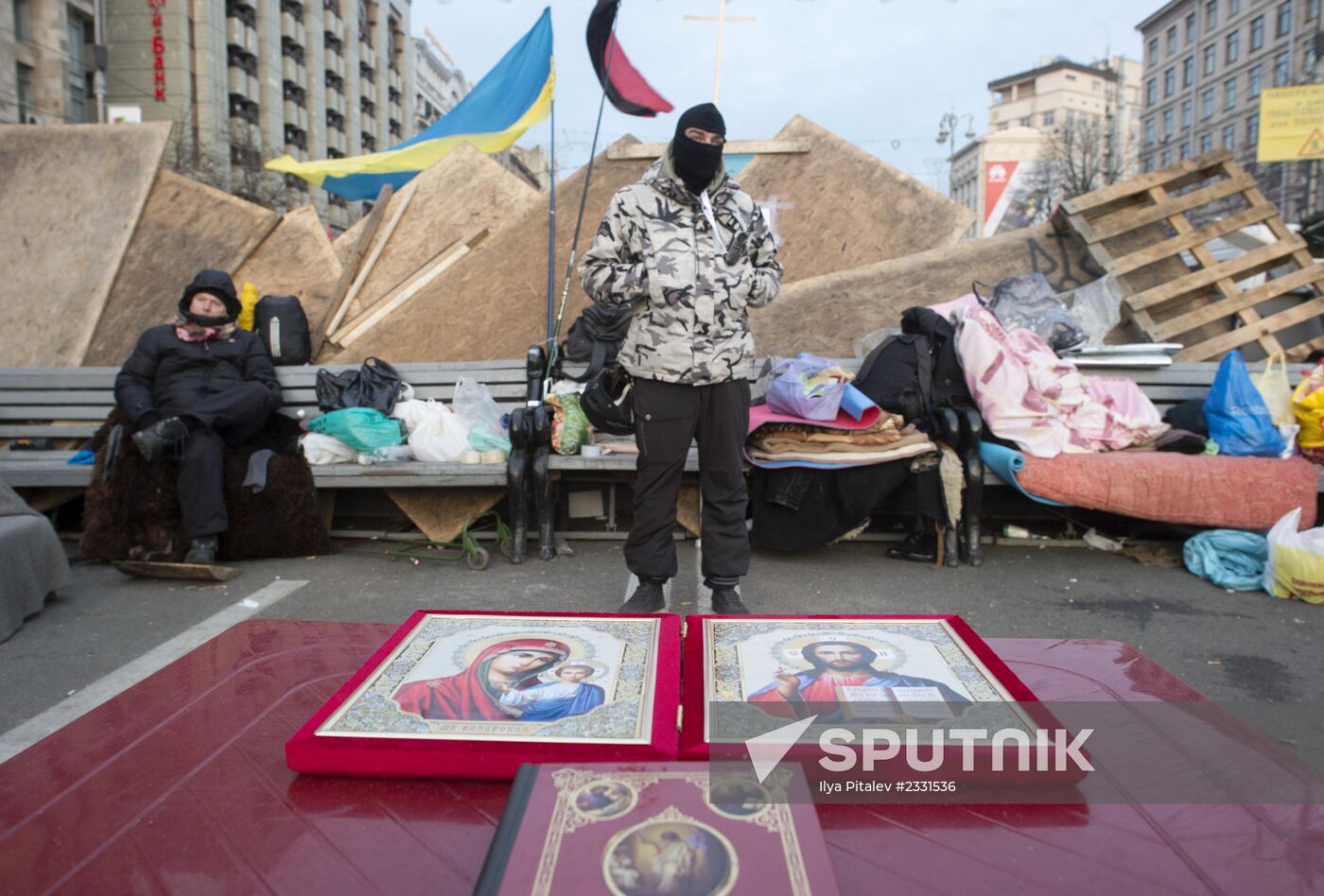 EU integration supporters protest on Independence Square in Kiev