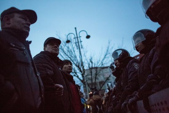 EU integration supporters protest on Independence Square in Kiev