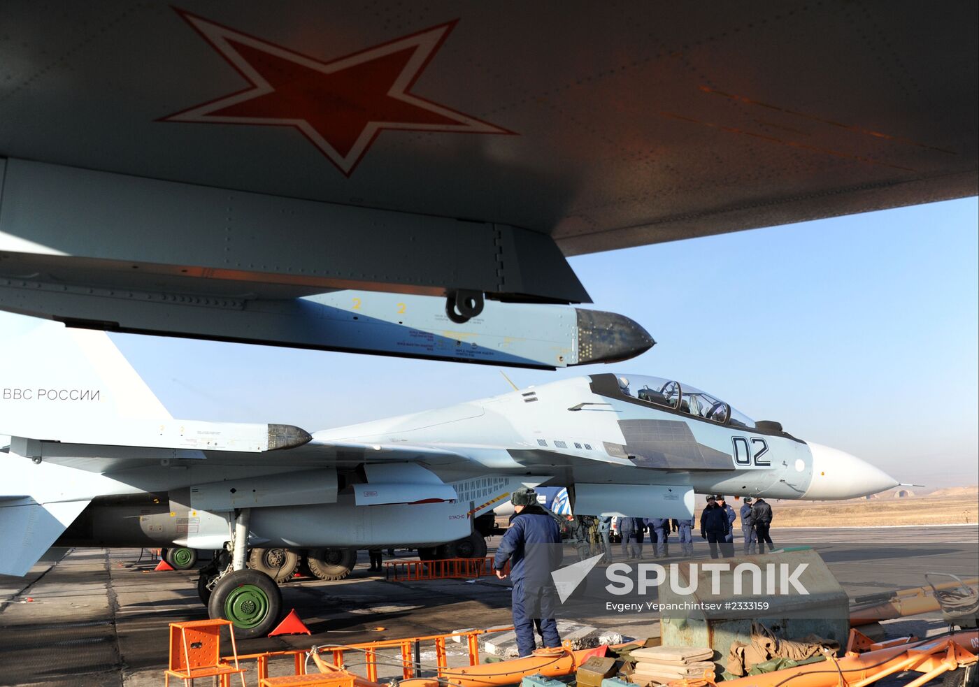 First flights of advanced fighter aircraft SU-30 SM at air base in Trans-Baikal