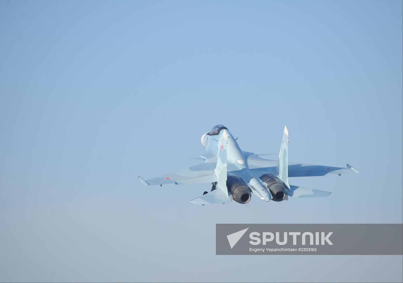 First flights of advanced fighter aircraft SU-30 SM at air base in Trans-Baikal
