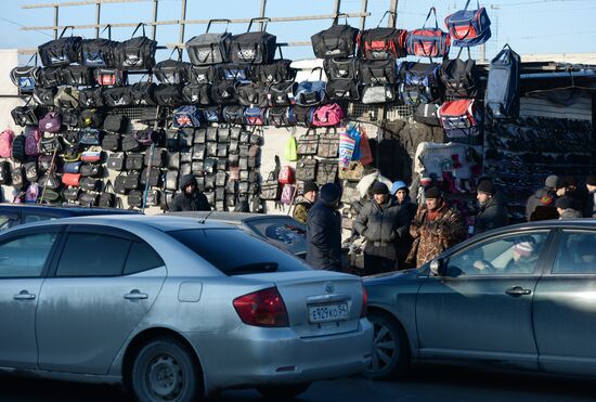 Gusinobrodskaya jumble market in Novosibirsk