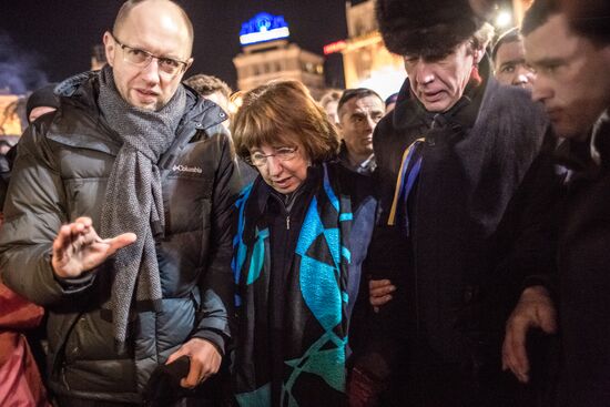 European Union foreign policy chief Catherine Ashton in Kiev's Independence Square