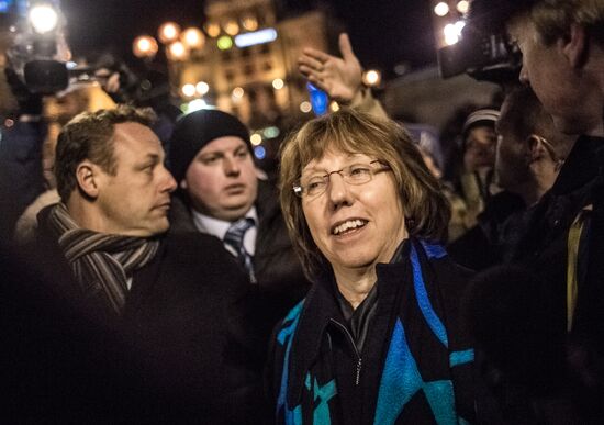European Union foreign policy chief Catherine Ashton in Kiev's Independence Square