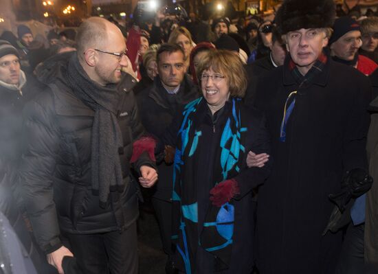 European Union foreign policy chief Catherine Ashton in Kiev's Independence Square