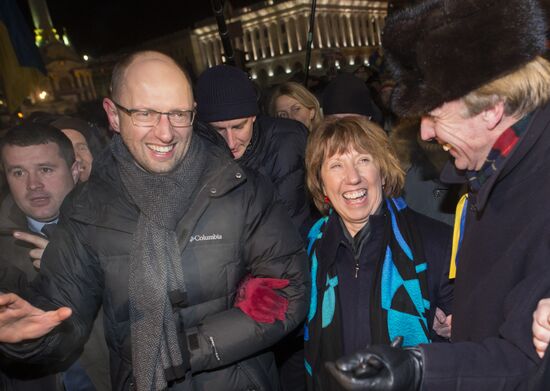 European Union foreign policy chief Catherine Ashton in Kiev's Independence Square