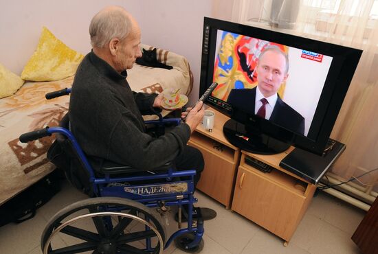 Broadcast of Vladimir Putin's annual address to Federal Assembly
