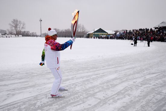 Sochi 2014 Olympic torch relay. Kurgan