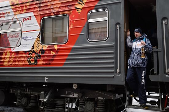 Sochi 2014 Olympic torch relay. Kurgan