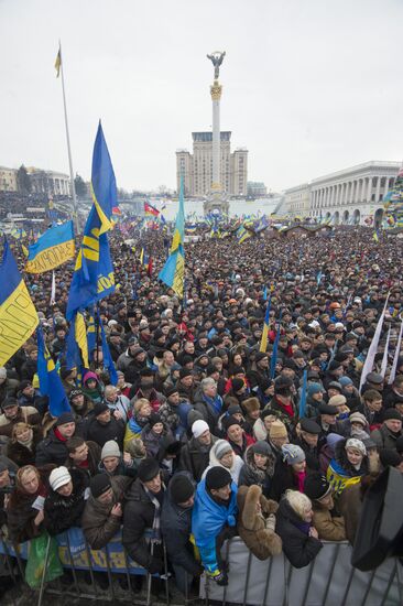 Supporters of pro-EU integration hold Dignity Day rally on Kiev's Maidan Nezalezhnosti