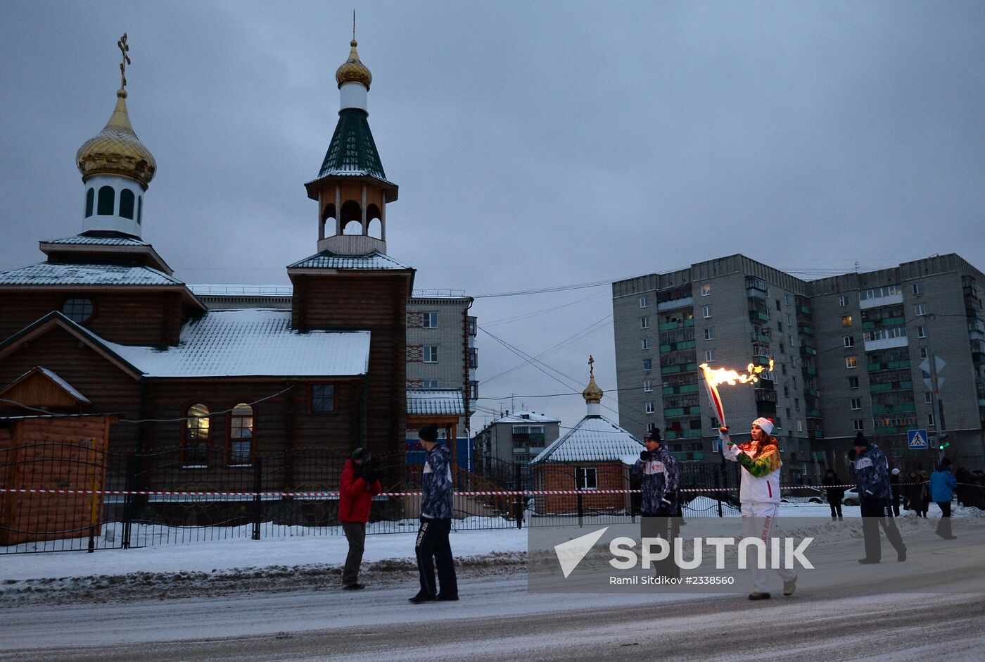 Sochi 2014 Olympic torch relay. Kurgan