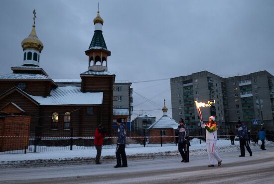 Sochi 2014 Olympic torch relay. Kurgan