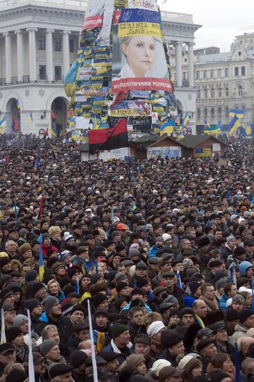 Supporters of pro-EU integration hold Dignity Day rally on Kiev's Maidan Nezalezhnosti