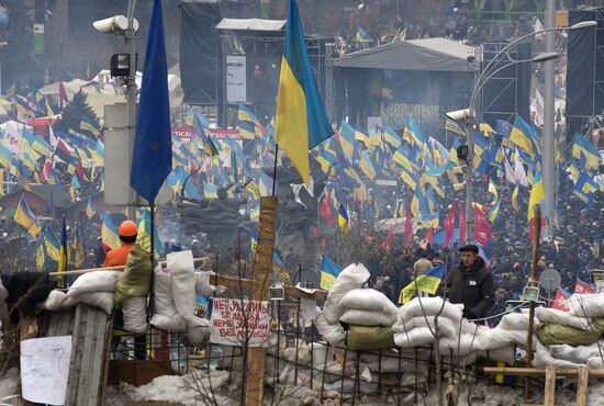 Supporters of pro-EU integration hold Dignity Day rally on Kiev's Maidan Nezalezhnosti