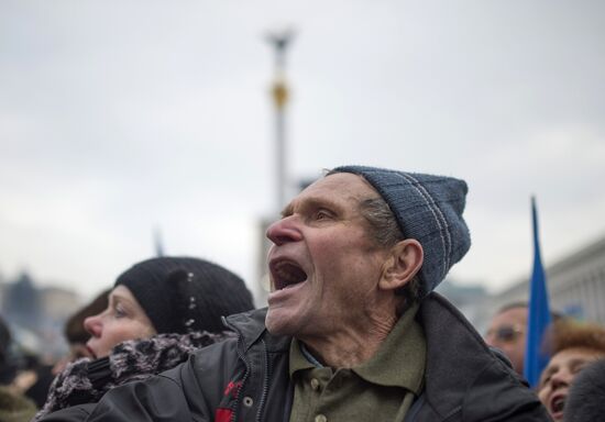 Supporters of pro-EU integration hold Dignity Day rally on Kiev's Maidan Nezalezhnosti