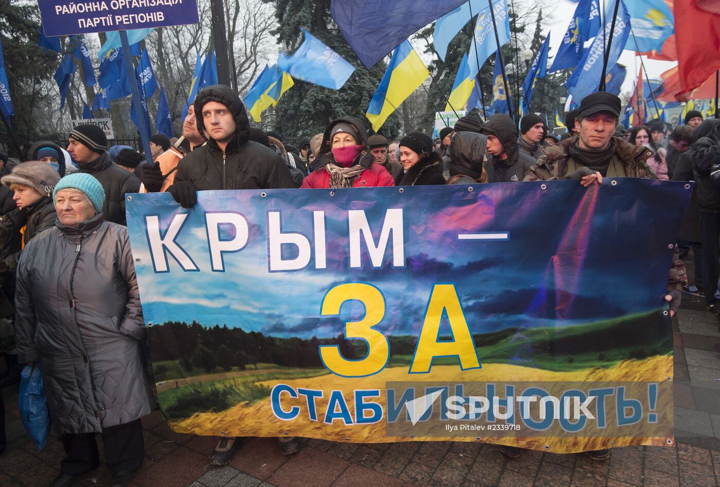 Supporters of Party of Regions continue termless rally in Kiev