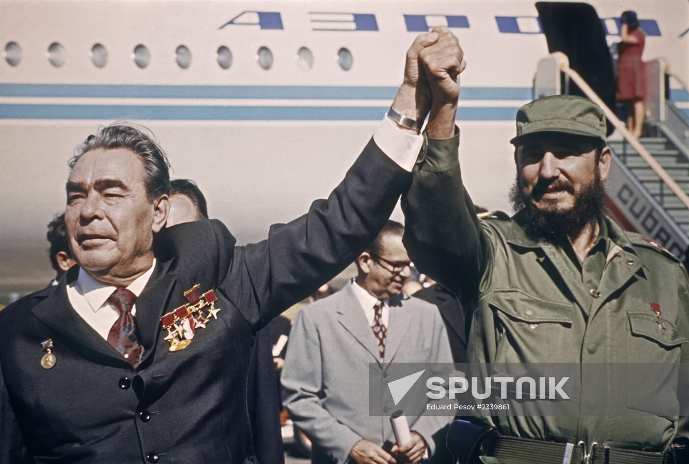 Leonid Brezhnev and Fidel Castro