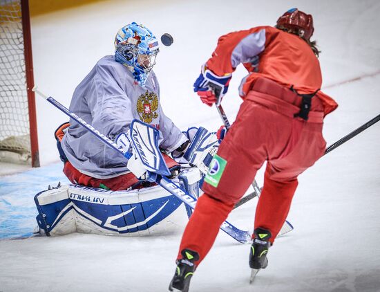 Ice hockey. Channel One Cup. Training session