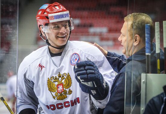 Ice hockey. Channel One Cup. Training session