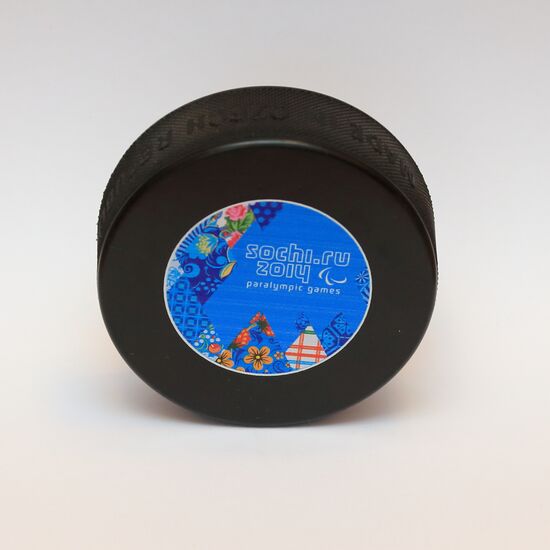 Presentation of hockey pucks for tournaments in 22nd Olympic Winter Games in Sochi