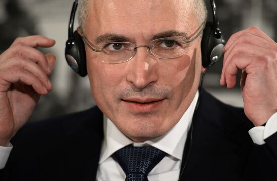 Mikhail Khodorkovsky holds news conference in Berlin