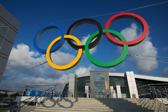 Olympic rings adorn Alder Railway Station