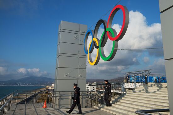 Olympic rings adorn Alder Railway Station