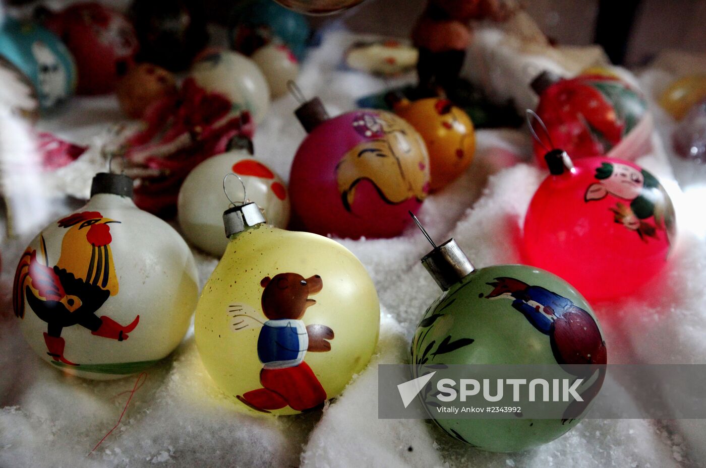Soviet-era Christmas tree decorations on display in Vladivostok