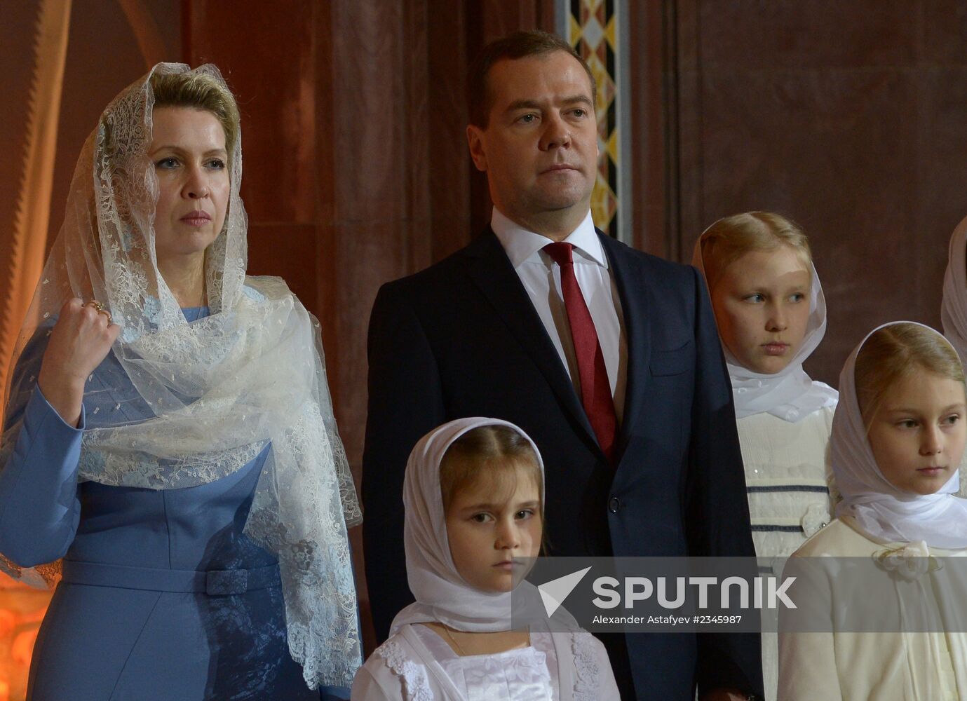 Dmitry Medvedev attends Christmas service at Christ the Savior Cathedral