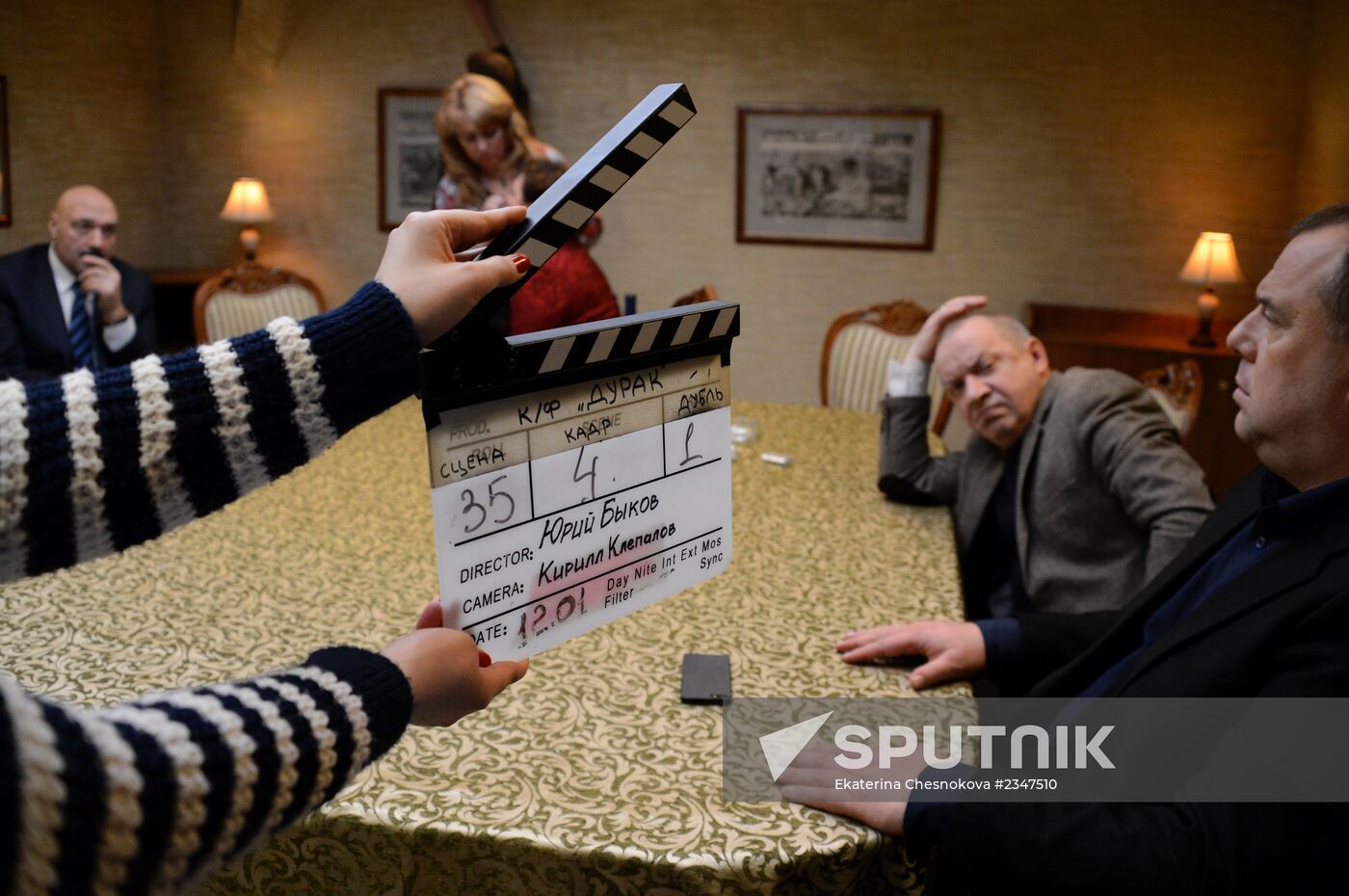 Actors on set of Yury Bykov's film The Fool