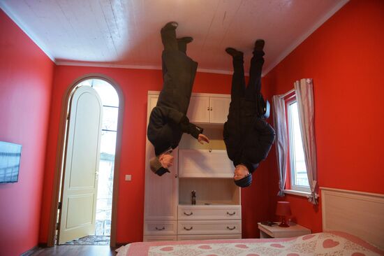 Opening of new amusement ride, upside-down house at VVC