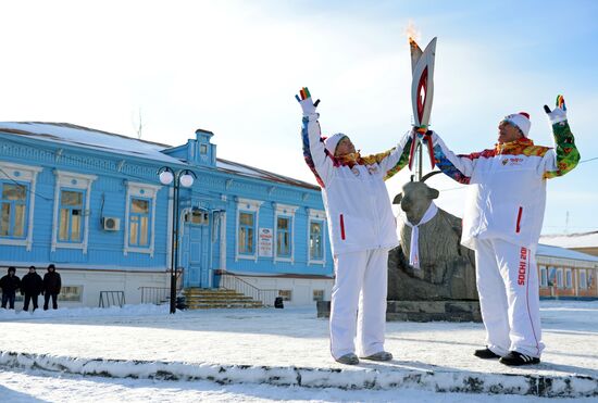 Sochi 2014 Olympic torch relay. Uryupinsk