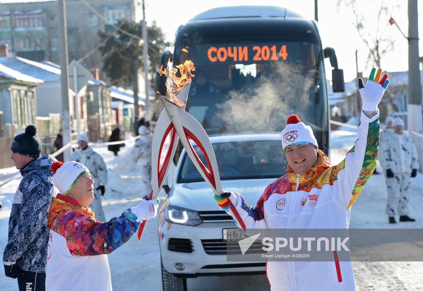 Sochi 2014 Olympic torch relay. Uryupinsk