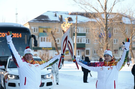 Sochi 2014 Olympic torch relay. Uryupinsk