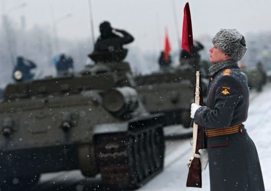 Final rehearsal of parade marking 70th anniversary of lifting of Siege of Leningrad