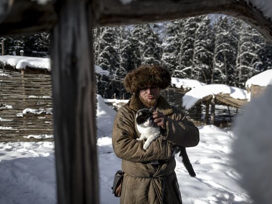 Hermit Pavel Sapozhnikov during "Alone in the Past" project