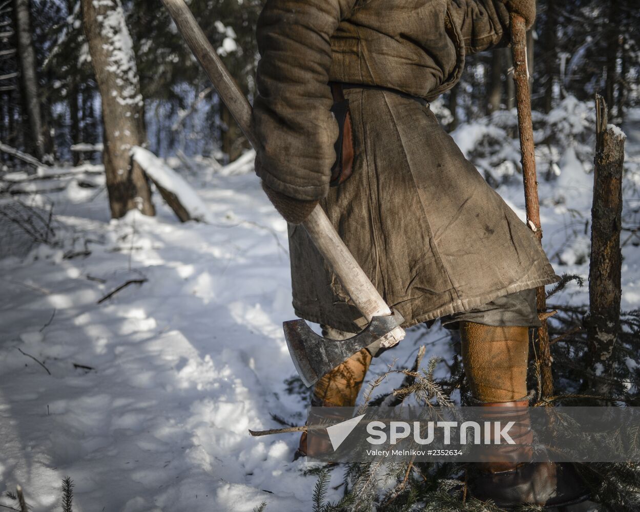 Hermit Pavel Sapozhnikov during "Alone in the Past" project