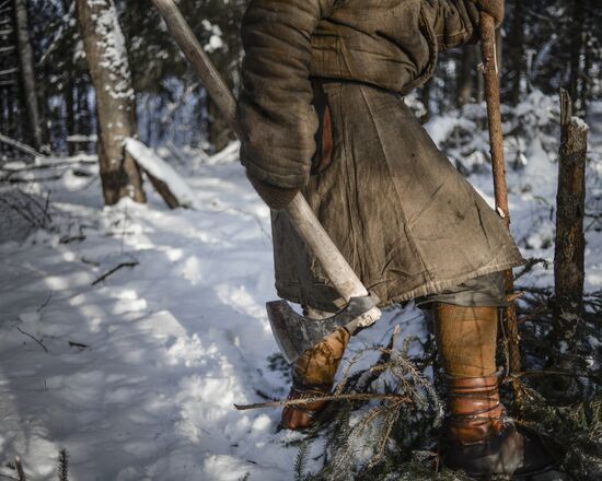 Hermit Pavel Sapozhnikov during "Alone in the Past" project