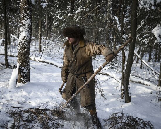 Hermit Pavel Sapozhnikov during "Alone in the Past" project