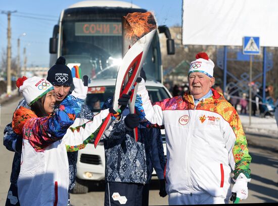 Sochi 2014 Olympic torch relay. Republic of Kalmykia