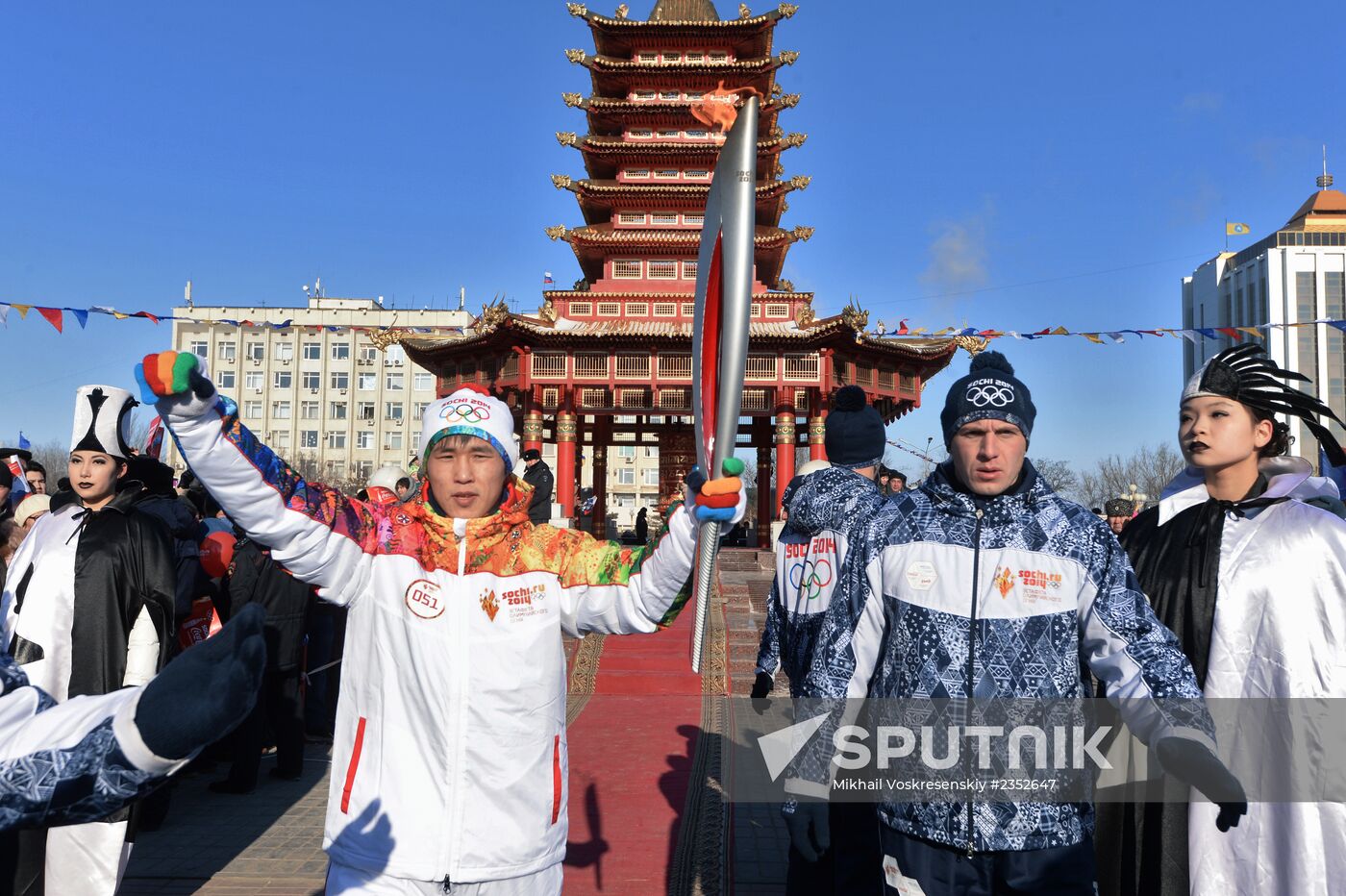 Sochi 2014 Olympic torch relay. Republic of Kalmykia