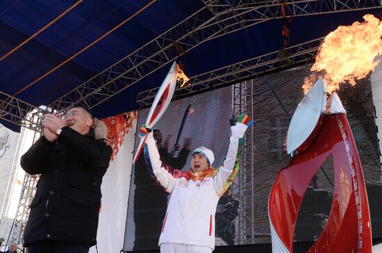 Sochi 2014 Olympic torch relay. Republic of Kalmykia
