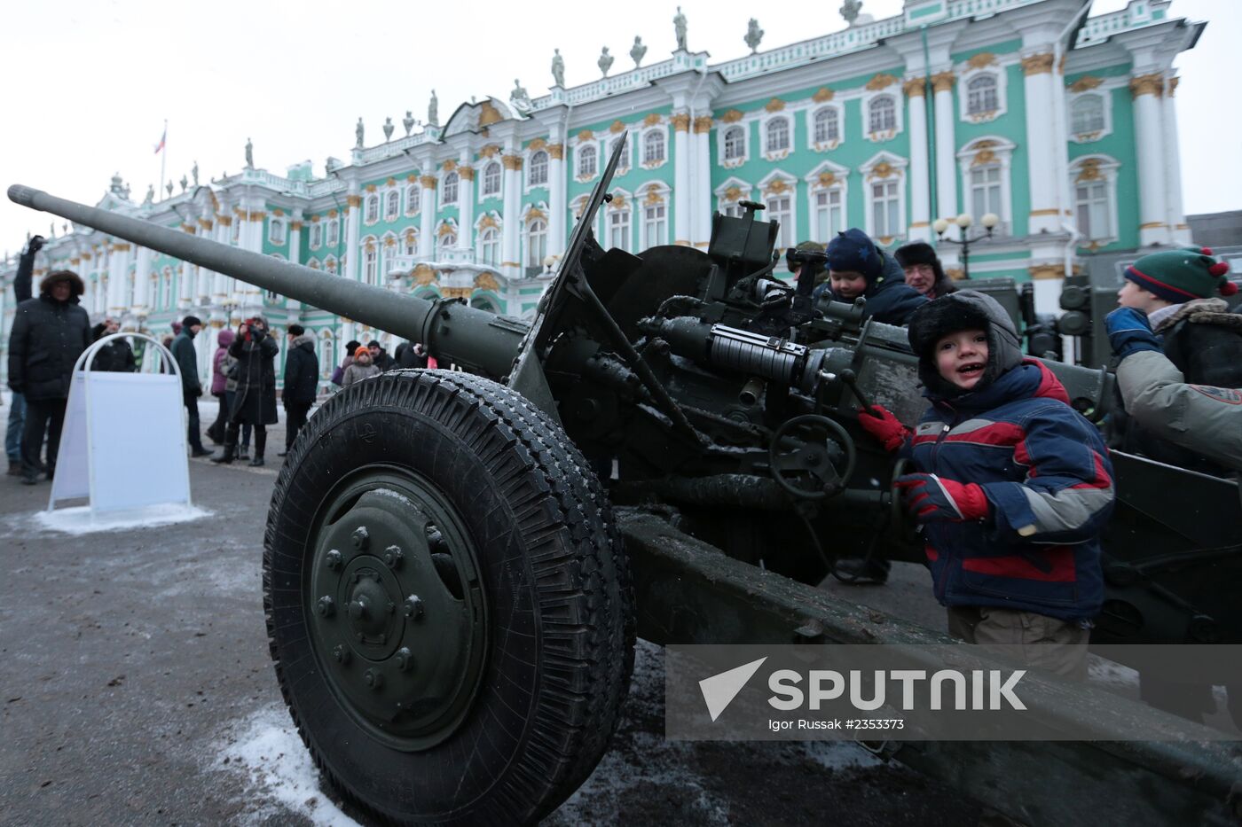 Military equipment displayed on Dvortsovaya Square