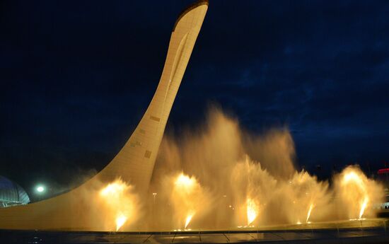 Olympic cauldron and fountains tested in Olympic Park
