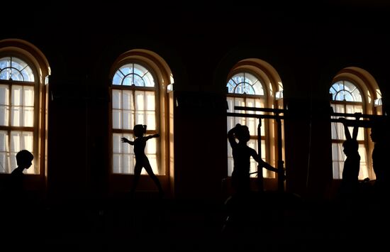 Gymnastics training session at Manege sports compex in Veliky Novgorod