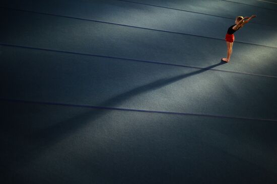 Gymnastics training session at Manege sports complex in Veliky Novgorod