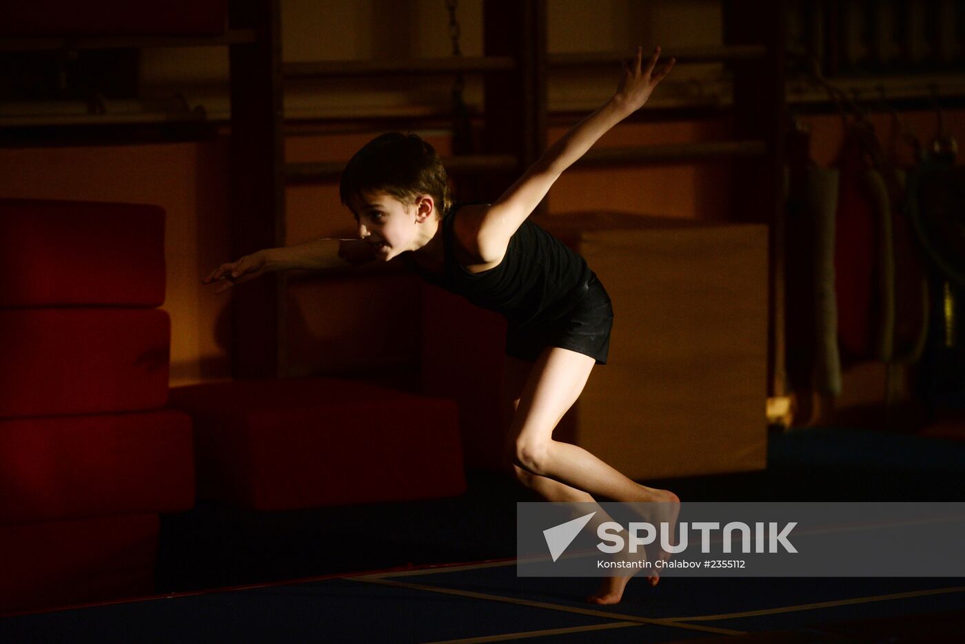 Gymnastics training session at Manege sports complex in Veliky Novgorod