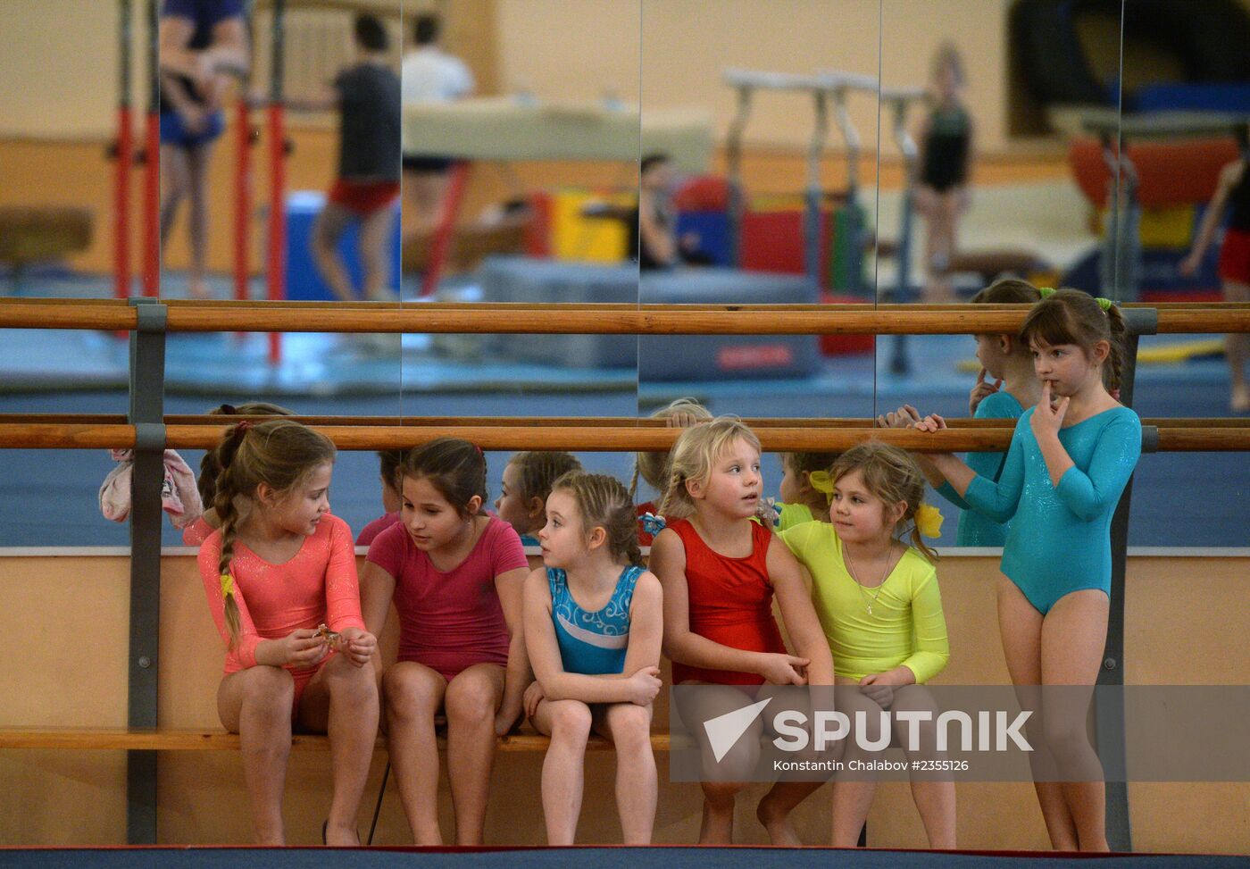 Gymnastics training session at Manege sports complex in Veliky Novgorod