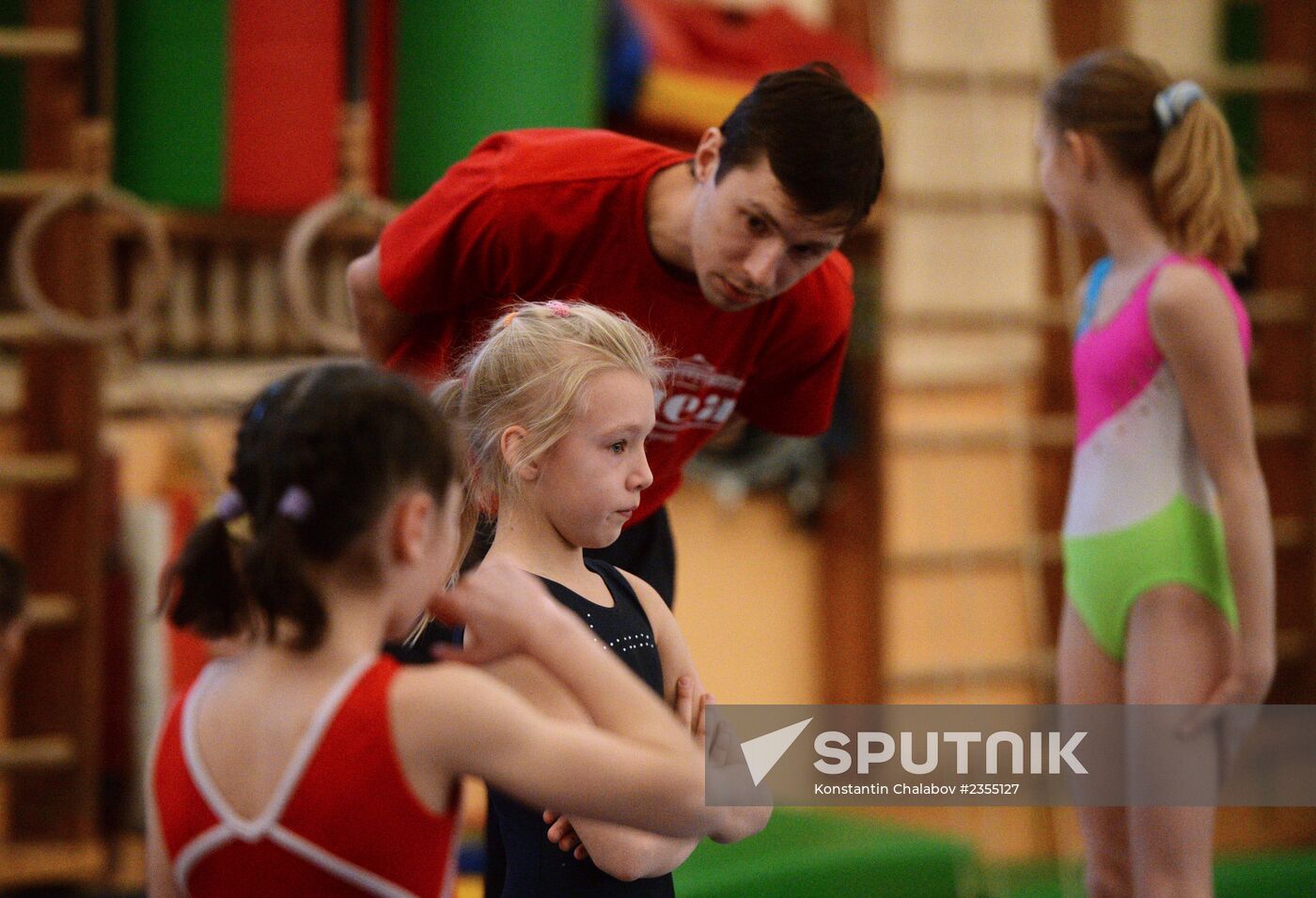 Gymnastics training session at Manege sports complex in Veliky Novgorod