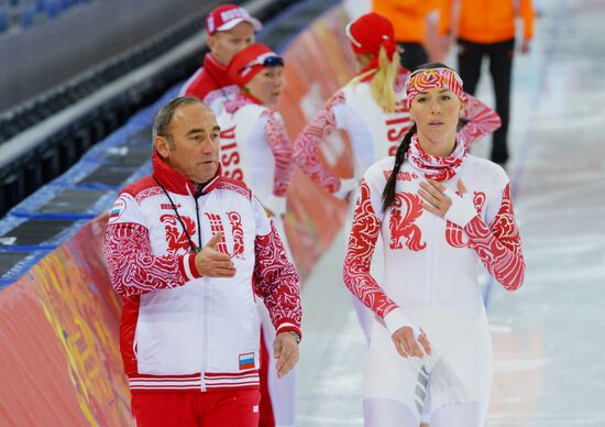 2014 Winter Olympics. Speed skating. Trainig session