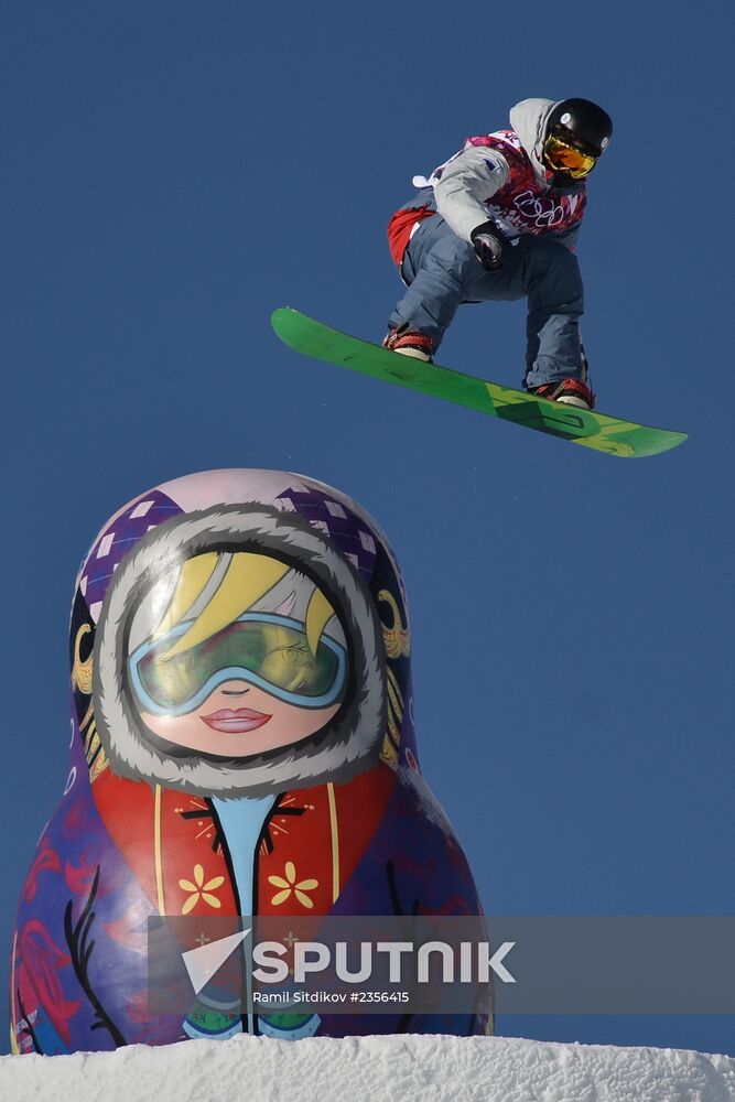 2014 Winter Olympics. Snowboard. Slopestyle. Training sessions